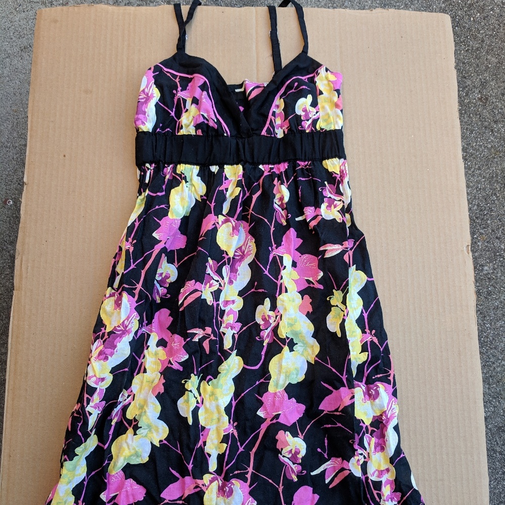 H&M Floral Print Dress - Black/Pink/Yellow